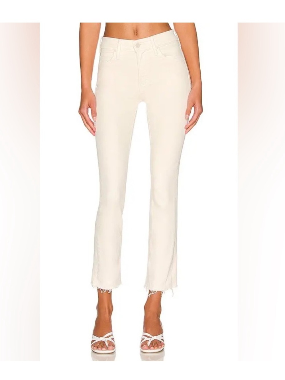 NWT MOTHER The Rascal Crop Fray Jean in Cream Puff Size 24